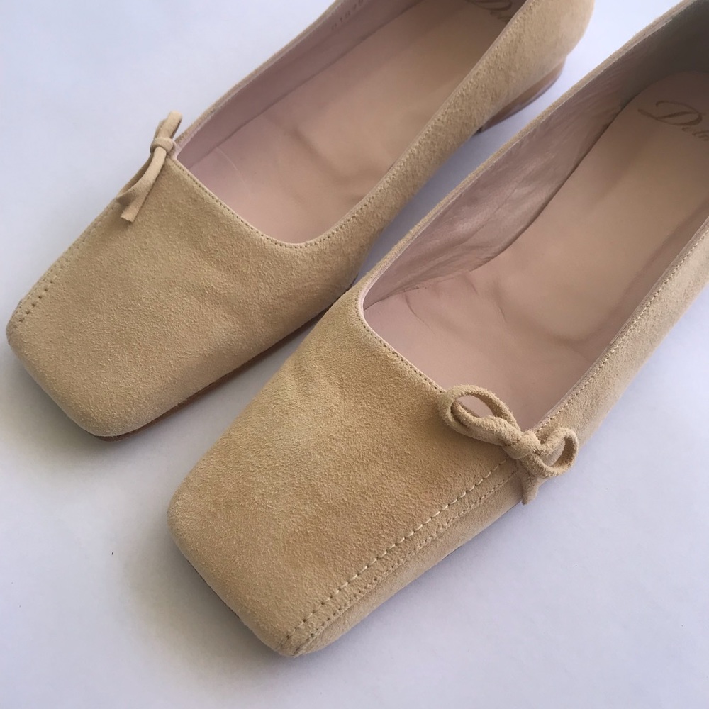 Delman Carlina Suede Pale Pink Flats